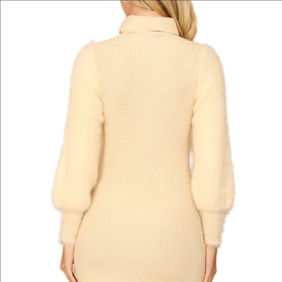 Thick Winter Knitted Bodycon Ribbed Sweater Dress - Picture 7 of 17